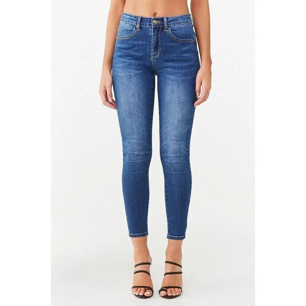 L’Agence Women's Ankle Cut Straight Slim Blue Denim Jeans Size 26